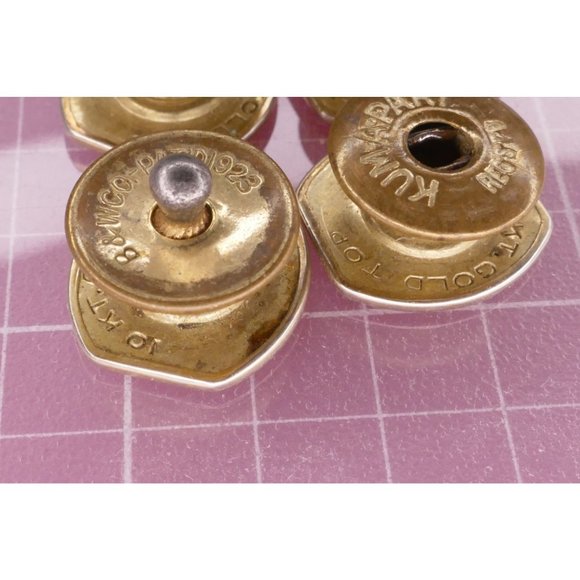 Art Deco Kum-A-Part Snap Link Cufflinks 10K Gold Tops Native American Design - Picture 8 of 8